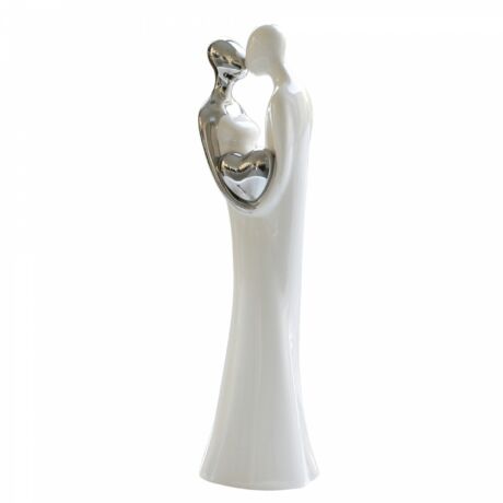 Kerámia szobor "Szerelem" fehér és króm 20,5 cm